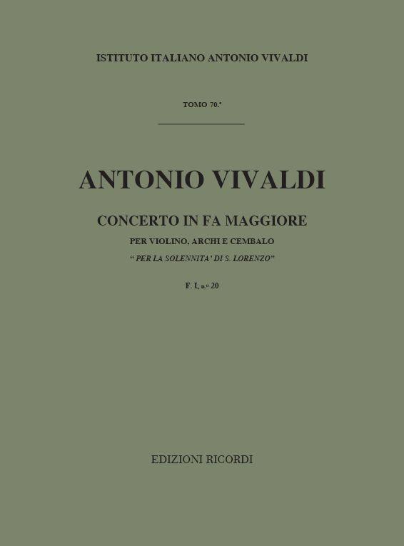 Concerti Per Vl., Archi E B.C.: In Fa 'Per La